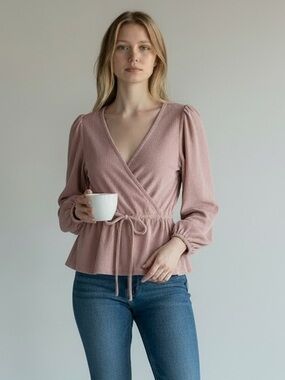 Madewell Corduroy Tie-Front Faux
Wrap Top Medium